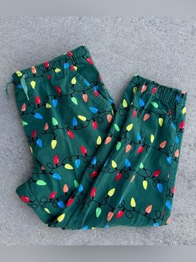 Christmas String Light Print Drawstring Joggers Mens XL by Iron Co Ugly Sweater